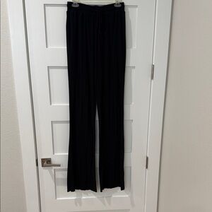 American Tall Pull OnBreezy Ribbed Black Wide Leg Women's Pants